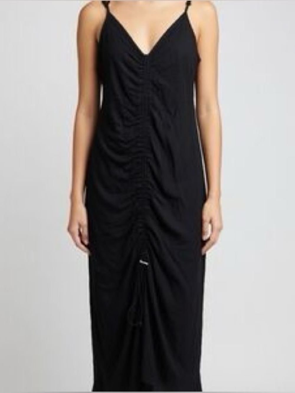 Motherhood Maternity Black Bungee Ruched Midi Dress Size Small Comfy Bodycon